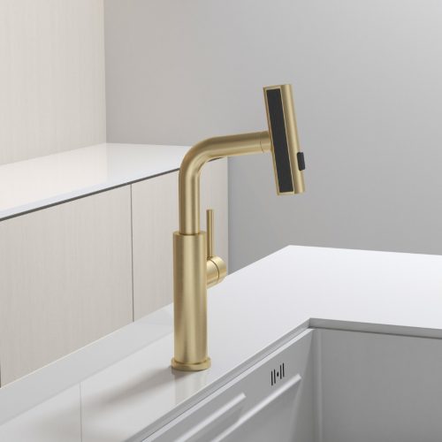 Welland S3281E-1 mosogató csaptelep - kihúzható multifunkciós fej - arany szín