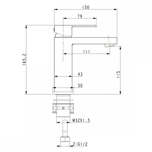 Welland Vista mosdó csaptelep - arany