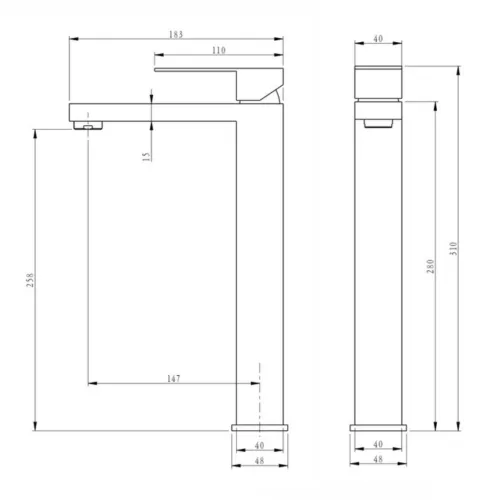 Welland Vista magasított mosdó csaptelep - fekete
