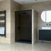 Welland SD-110 elhúzható zuhanyajtó - 110 cm - fekete profil / füstüveg