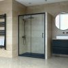 Welland SD-130 elhúzható zuhanyajtó - 130 cm - fekete profil