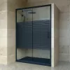 Welland SD-130 elhúzható zuhanyajtó - 130 cm - fekete profil / dekorbetét
