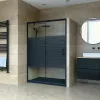 Welland SD-130 elhúzható zuhanyajtó - 130 cm - fekete profil / dekorbetét