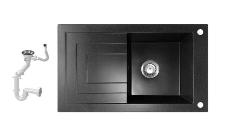 NERO Cortina Gránit mosogató + Szifon (fekete)