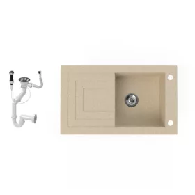 NERO Cortina Gránit mosogató + dugóemelő (bézs)