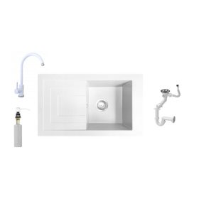   NERO Cortina Gránit mosogató + Csaptelep + Adagoló (fehér)