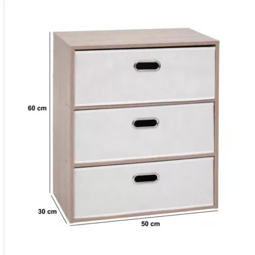 Intenso 3 fiókos komód - 50 cm - sonoma tölgy / fehér