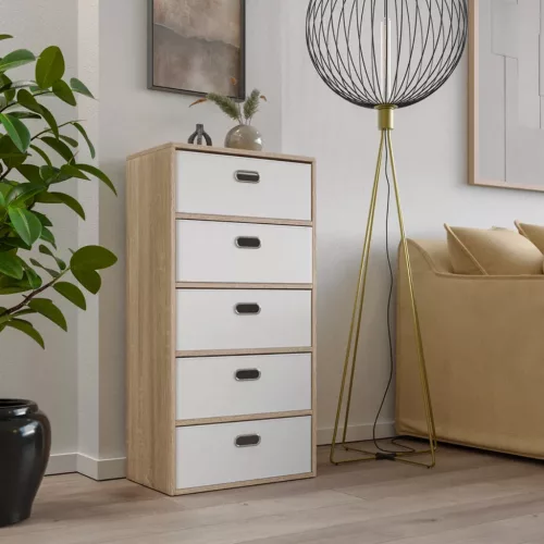 Intenso 3 fiókos komód - 50 cm - sonoma tölgy / fehér