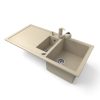 Gránit mosogató - Nero Solarys + kihúzható zuhanyfejes Shower csaptelep + adagoló + dugókiemelő (bézs)