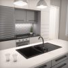 Gránit mosogató - Nero Solarys + magasított csaptelep + adagoló + dugókiemelő (fekete)
