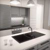 Gránit mosogató - Nero Solarys + Design csaptelep + dugókiemelő (matt fekete)