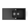 Gránit mosogató - Nero Solarys + kihúzható Linea csaptelep + adagoló + dugókiemelő (matt fekete)
