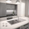 Gránit mosogató - Nero Solarys + magasított csaptelep + dugókiemelő (szürke)