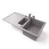 Gránit mosogató - Nero Solarys + kihúzható zuhanyfejes Shower csaptelep + adagoló + dugókiemelő (szürke)