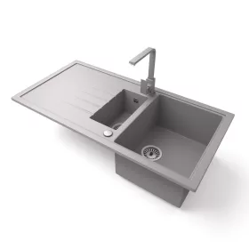   Gránit mosogató - Nero Solarys + Design csaptelep (szürke)