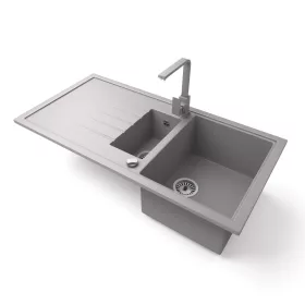   Gránit mosogató - Nero Solarys + Design csaptelep + dugókiemelő (szürke)
