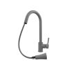 Gránit mosogató - Nero Solarys + kihúzható zuhanyfejes Snake csaptelep + dugókiemelő (szürke)