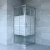 Welland SQ-8080 zuhanykabin elhúzható ajtóval - 80 x 80 cm - króm profil / dekorbetét