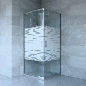   Welland SQ-8080 zuhanykabin elhúzható ajtóval - 80 x 80 cm - króm profil / dekorbetét