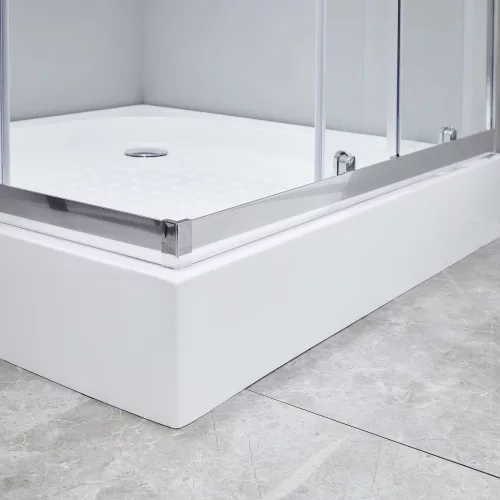 Welland SQ-8080 zuhanykabin elhúzható ajtóval - 80 x 80 cm - króm profil / dekorbetét