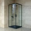 Welland SQ-8080 zuhanykabin elhúzható ajtóval - 80 x 80 cm - fekete profil
