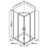 Welland SQ-8080 zuhanykabin elhúzható ajtóval - 80 x 80 cm - fekete profil