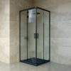 Welland SQ-8080 zuhanykabin elhúzható ajtóval - 80 x 80 cm - fekete profil / átlátszó + tejüveg