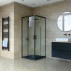 Welland SQ-8080 zuhanykabin elhúzható ajtóval - 80 x 80 cm - fekete profil / átlátszó + tejüveg