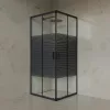 Welland SQ-8080 zuhanykabin elhúzható ajtóval - 80 x 80 cm - fekete profil + dekorcsík