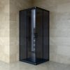 Welland SQ-9090 zuhanykabin elhúzható ajtóval - 90 x 90 cm - fekete profil - füstüveg