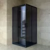 Welland SQ-9090 zuhanykabin elhúzható ajtóval - 90 x 90 cm - fekete profil - füstüveg