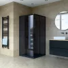 Welland SQ-9090 zuhanykabin elhúzható ajtóval - 90 x 90 cm - fekete profil - füstüveg