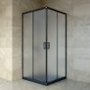 Welland SQ-9090 zuhanykabin elhúzható ajtóval - 90 x 90 cm - fekete profil / tejüveg
