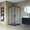 Welland SQ-9090 zuhanykabin elhúzható ajtóval - 90 x 90 cm - fekete profil / tejüveg
