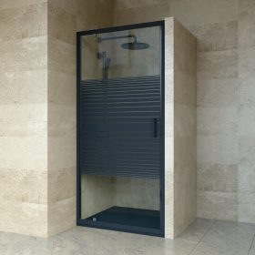   Welland SS-90 zuhanyajtó - 90 cm - fekete profil / dekorbetét