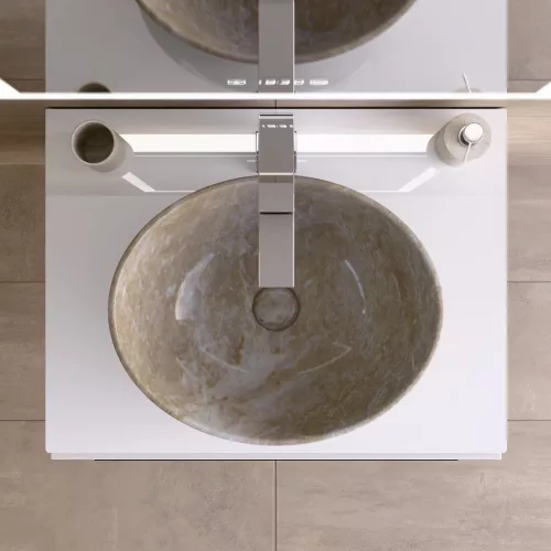 Welland Neolith fürdőszobabútor munkalap - kvarc kompizit - 60 x 45.5 cm (magasfényű fehér)