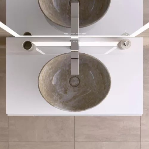 Welland Neolith fürdőszobabútor munkalap - kvarc kompizit - 80 x 45.5 cm (magasfényű fehér)
