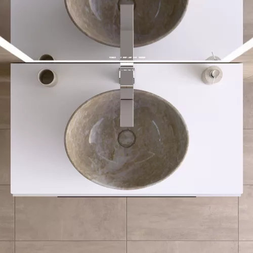 Welland Neolith fürdőszobabútor munkalap - kvarc kompizit - 80 x 45.5 cm (fehér)