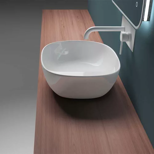 Welland T284 pultra építhető mosdókagyló rejtett lefolyóval - 46 x 37 cm