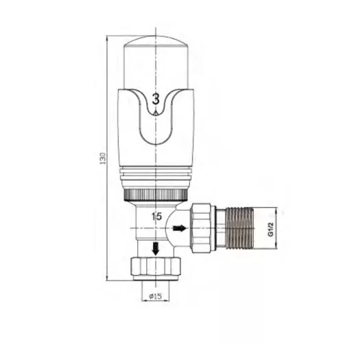 Termosztatikus radiátor sarokszelep készlet - 1/2" - fekete (TRCD10A-B)