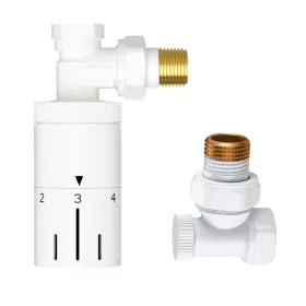   Termosztatikus radiátor sarokszelep készlet - 1/2" - fehér