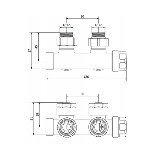Radiátor sarokszelep - 1/2"