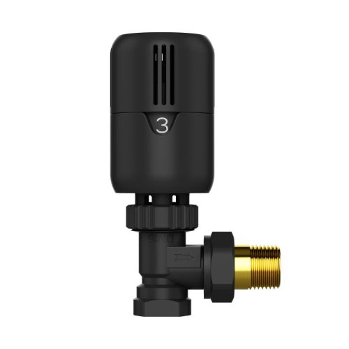 Termosztatikus radiátor sarokszelep készlet - 1/2" - fekete (TS202WA-B)