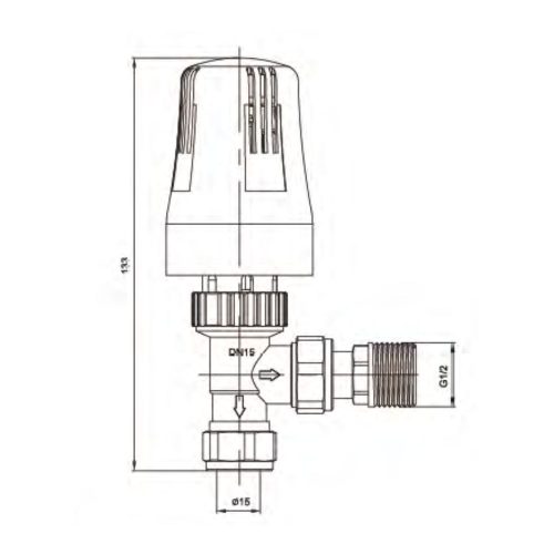 Termosztatikus radiátor sarokszelep készlet - 1/2" - fekete (TS202WA-B)