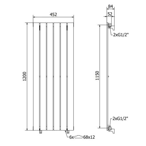 Design radiátor NERO Italia US02007 - 45 x 120 cm