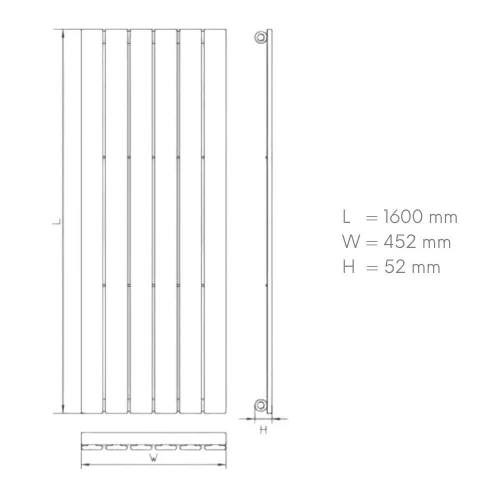 Design radiátor NERO Italia US02008 - 45 x 160 cm