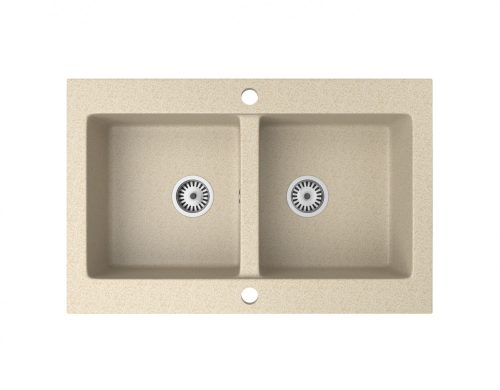 Gránit mosogatótálca NERO Verso + Vintage csaptelep + dugókiemelő (bézs)