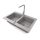 Gránit mosogatótálca NERO Verso + kihúzható zuhanyfejes Linea csaptelep + dugókiemelő (szürke)