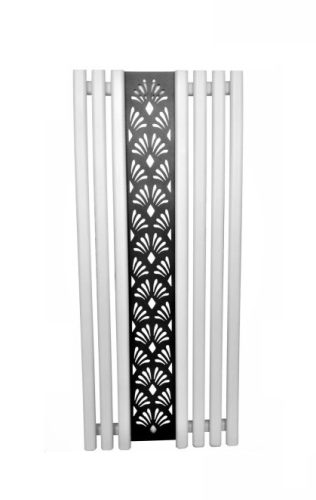 Design radiátor 150 cm-.es magasság, fehér szín fekete díszbetét