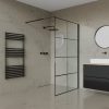 Welland WIB-110 walk-in zuhanyfal - fekete profil - 110 cm